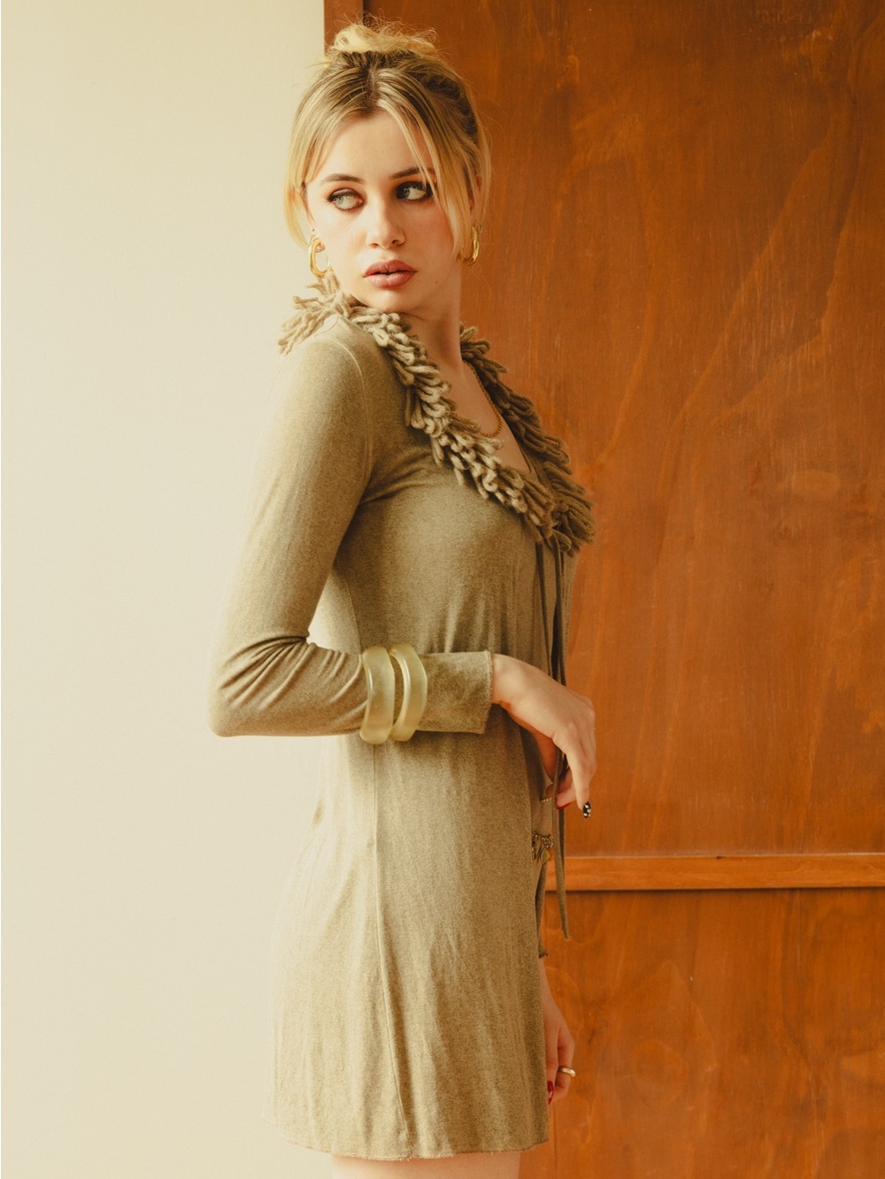 90’s super soft matching set: mini dress and cardigan